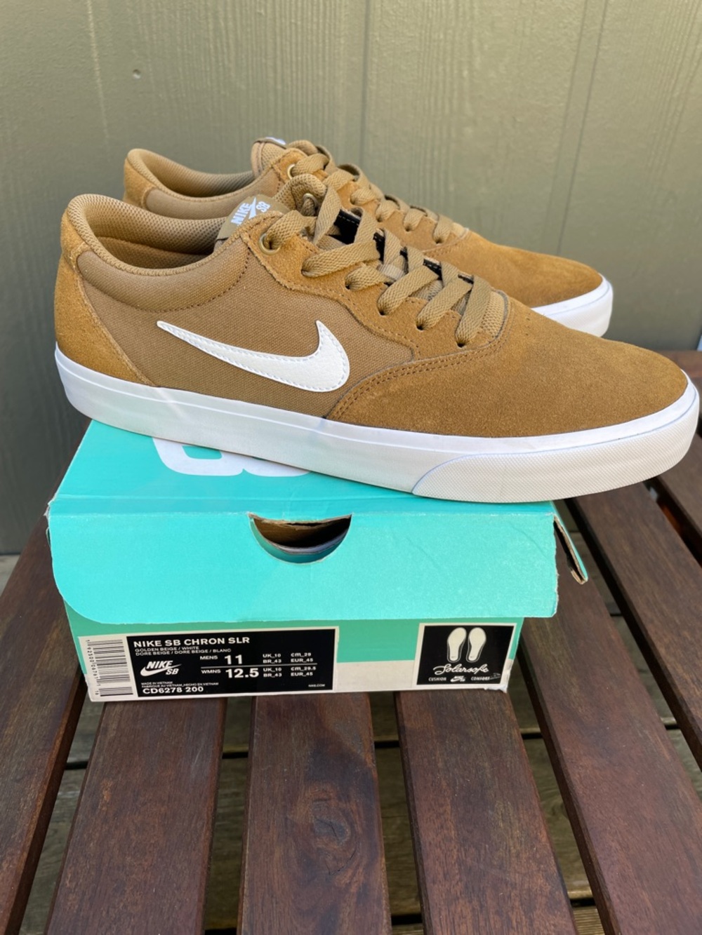 Nike Tan Suede & Canvas Low-Top Sneakers with White Swoosh